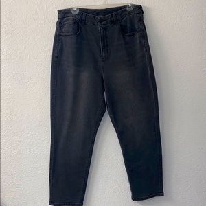 Dark gray straight leg mom jean
